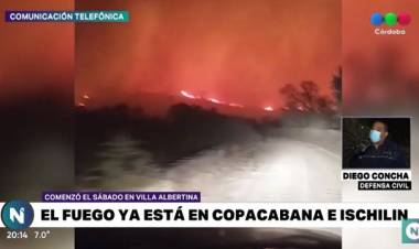 Incendios en Córdoba: fuego fuera de control en Ongamira