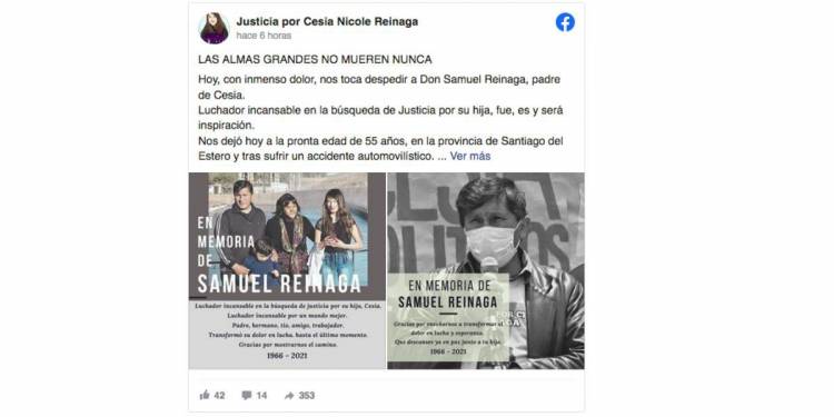 Tragedia en Salta: murió el papá de Cesia Reinaga en un accidente de tránsito