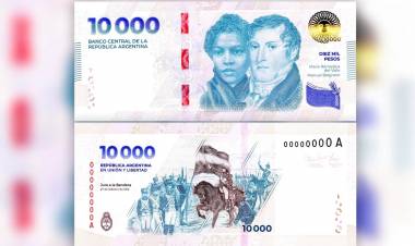 El Banco Central puso en circulación los nuevos billetes de 10.000 pesos