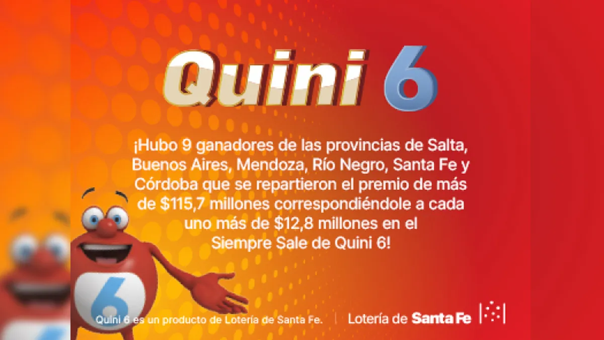 Un riocuartense ganó más de $12,8 millones en el Siempre sale de Quini 6